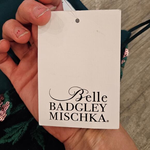 Belle Badgley Mischka Dress Size 8 Denya Floral Sequin Embroidered Lace NEW - Picture 12 of 15